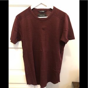 Maroon Wings & Horns Slub Crew Knit Tee